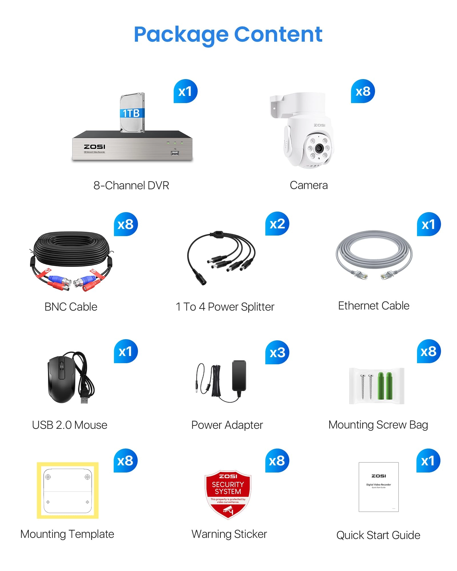 Wired Security Camera System - 8pcs 8CH 5MP
