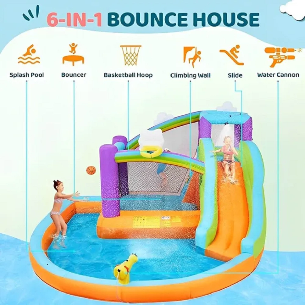 Water Fun Inflatable Playhouse - Slide Splash Pool