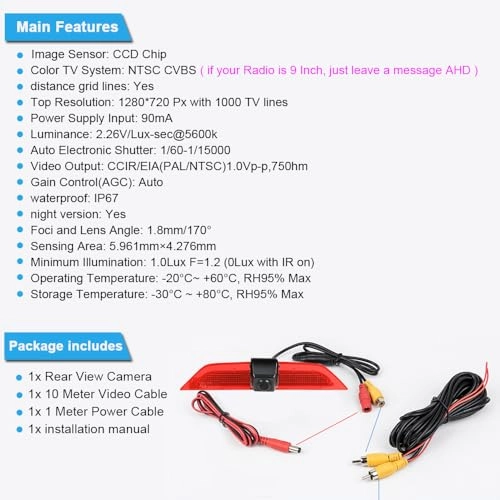 HD IP68 Rear View Camera - Night vision 1280x 720 pixels + 7'' Monitor