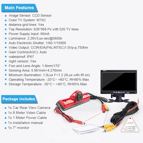 HD Brake Light Reversing Camera - 628x586 pixels