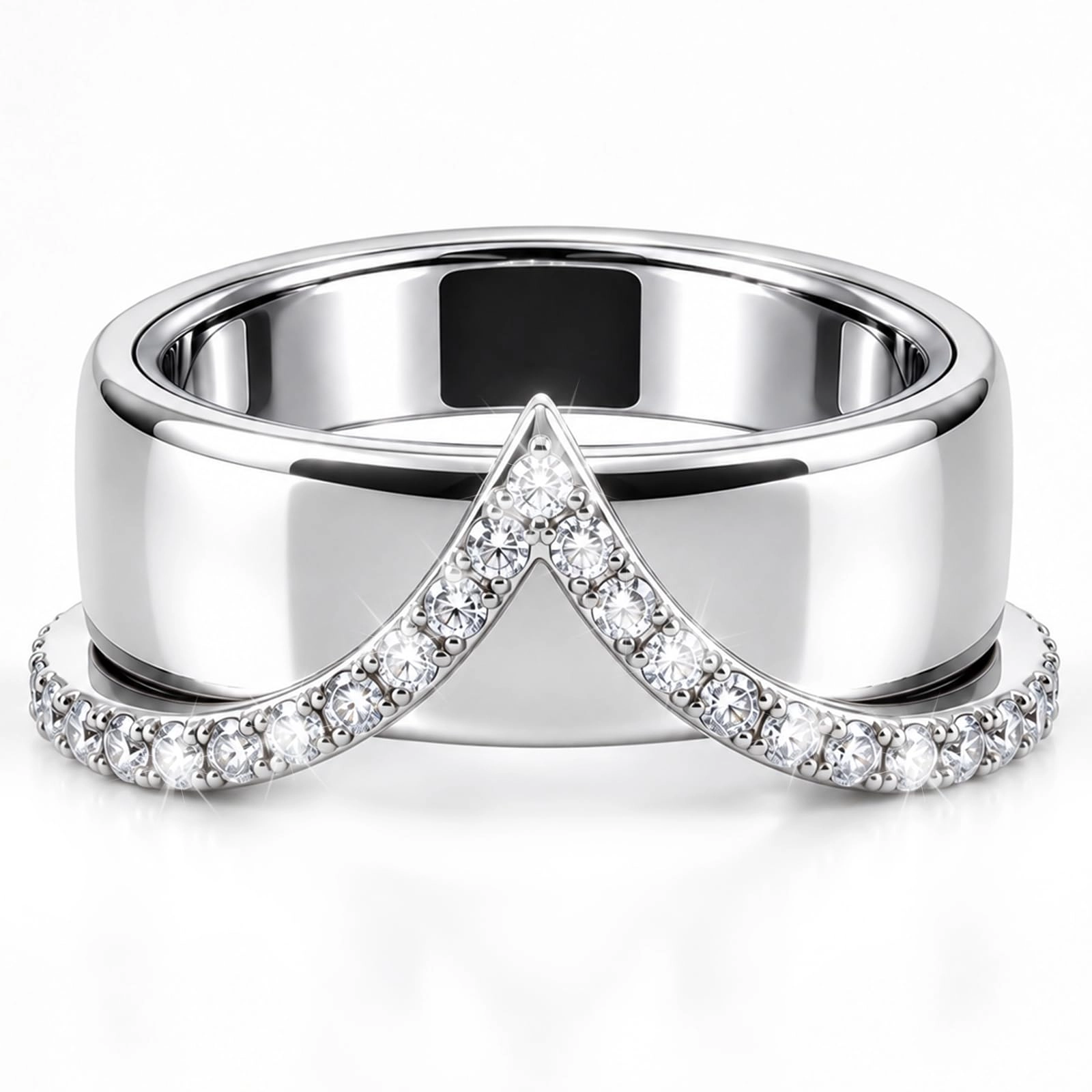 Sylacor Chevron Cubic Zirconia 18K Gold Plated Ring