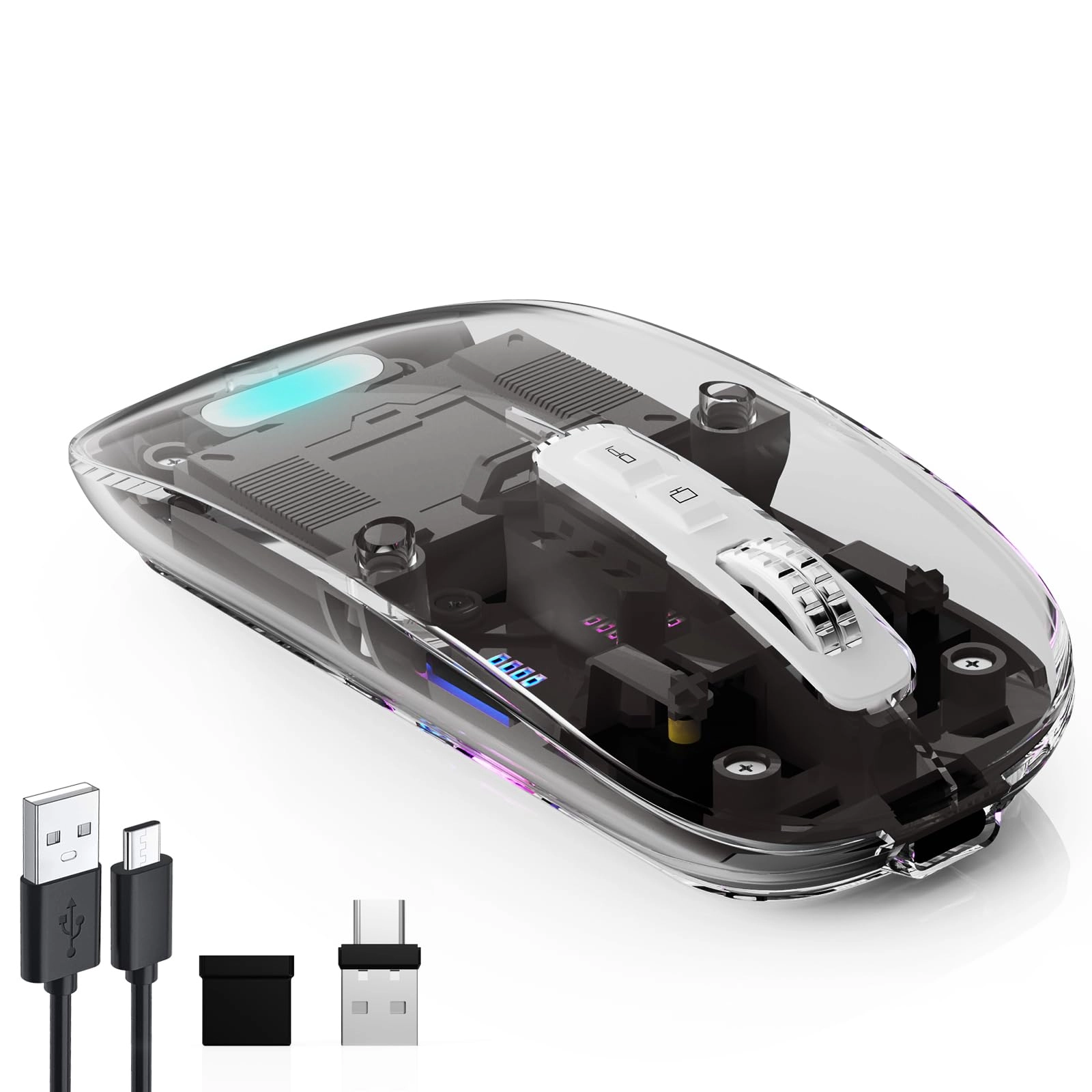 Vxeei Transparent Wireless Mouse - Bluetooth, USB
