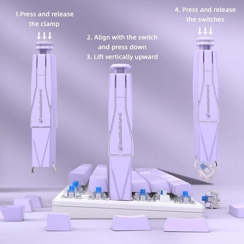 2-in-1 Keycap Switch Puller - 304 Stainless Steel Blue