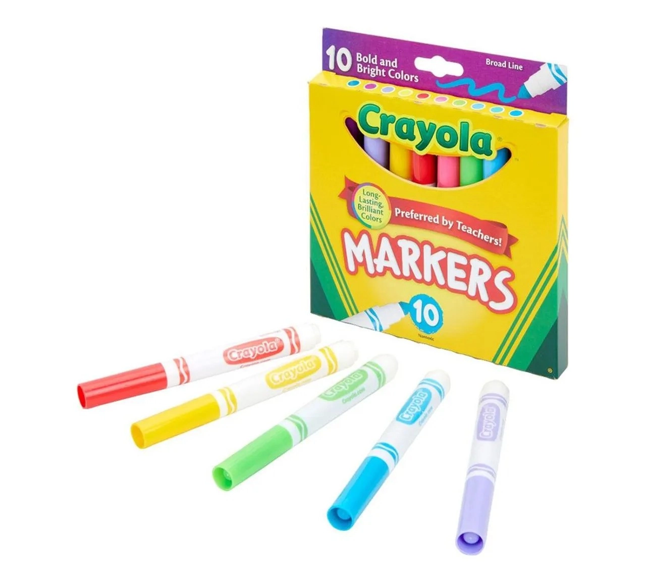 Color Max Broad Line Ultra-Clean Classic Washable Markers - 10 Pcs Multicolor