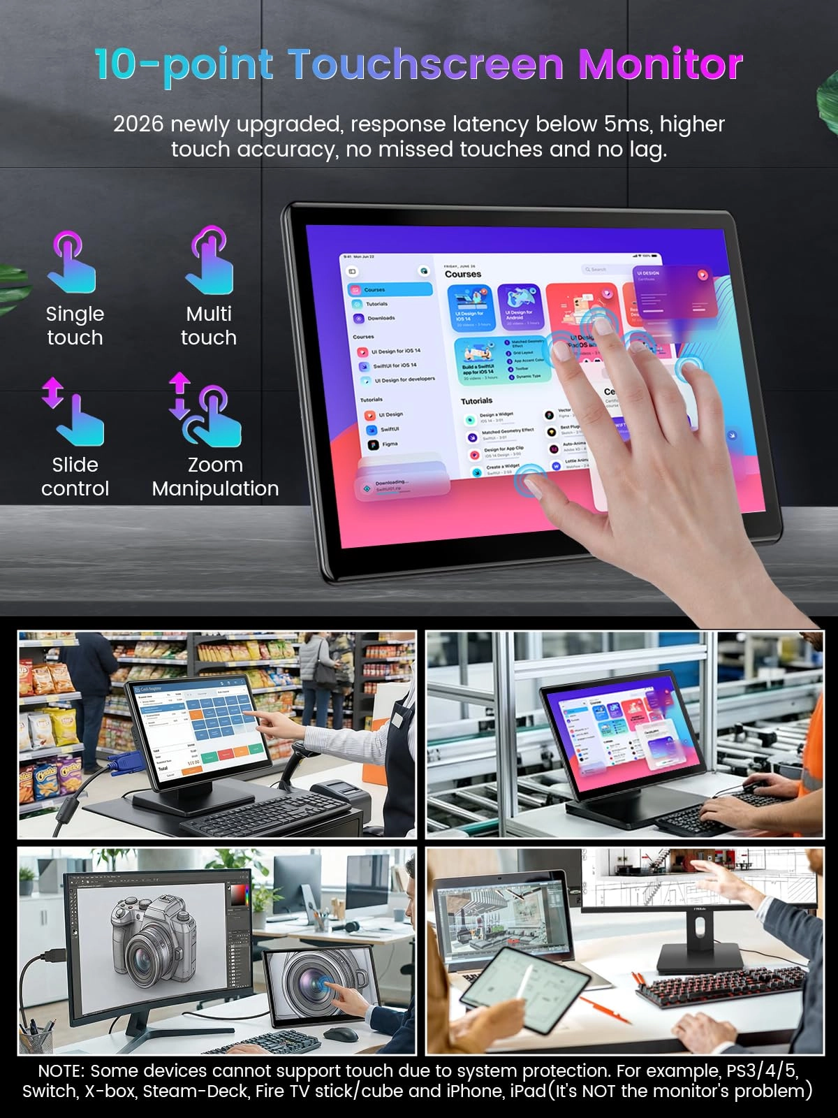 Portable Touch Screen Monitor - 1080P 13.3''