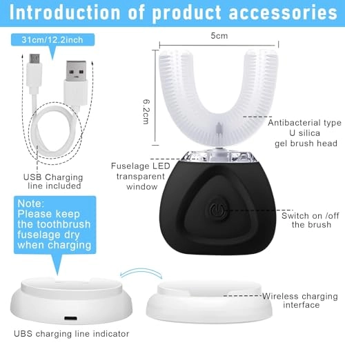 Ultrasonic Electric Toothbrush - U Shaped 360 Degrees USB Charging
