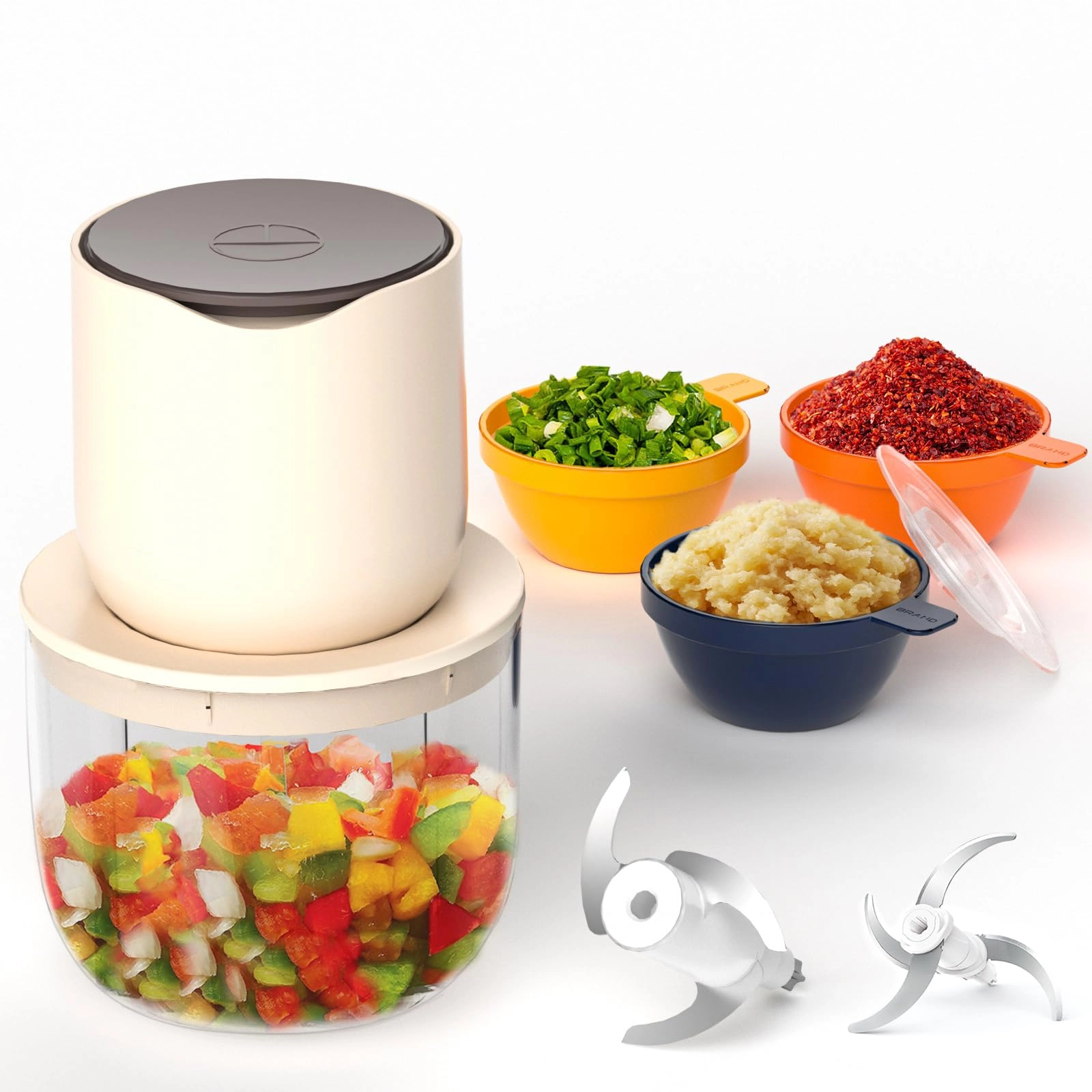 Amsdifio Electric Chopper - 600ML+240ML*3 Rechargeable