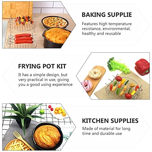 Pizza Pan + Cake Baking Pan + Multipurpose Skewers Rack + Metal Holder + Silicone Mat - Stainless steel 5 pieces