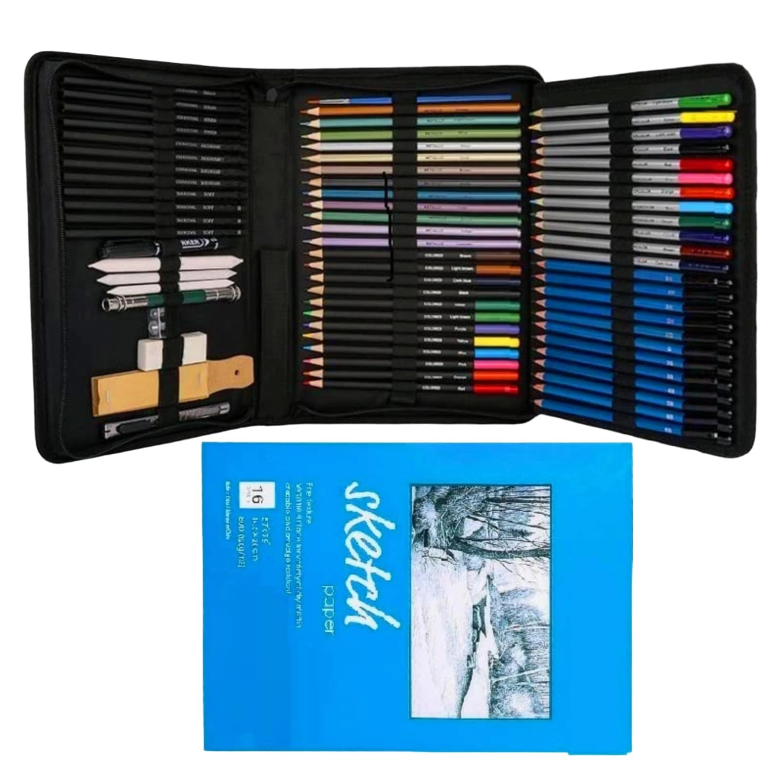 Chinese Art Pencil Sketch Kit - 72pcs 12 x Sketch Pencils