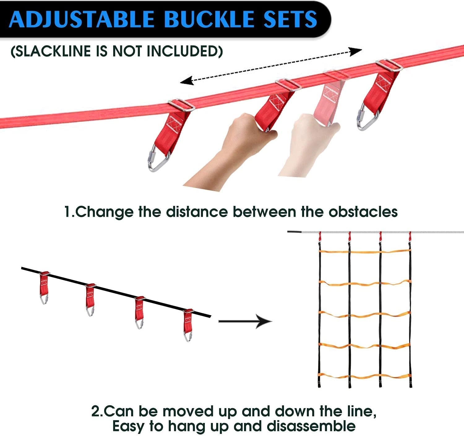 Ninja Obstacle Course - 50Ft Slackline UP TO 250 LB CAPACITY