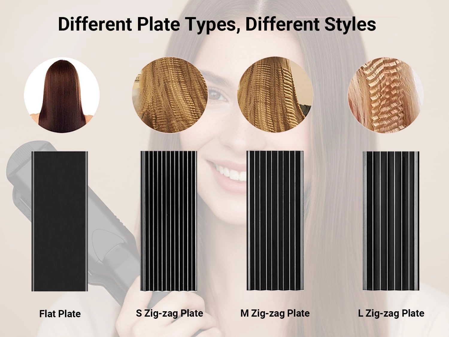 Hair Straightener and Crimper - 4 in 1 Tourmaline Ceramic Adjustable Temperature 320°F - 430°F