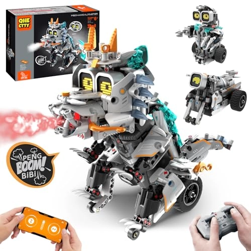 QHECTTY 3in1 Dinosaur Motorcycle Robot Building Kit - Dinosaur 646pcs