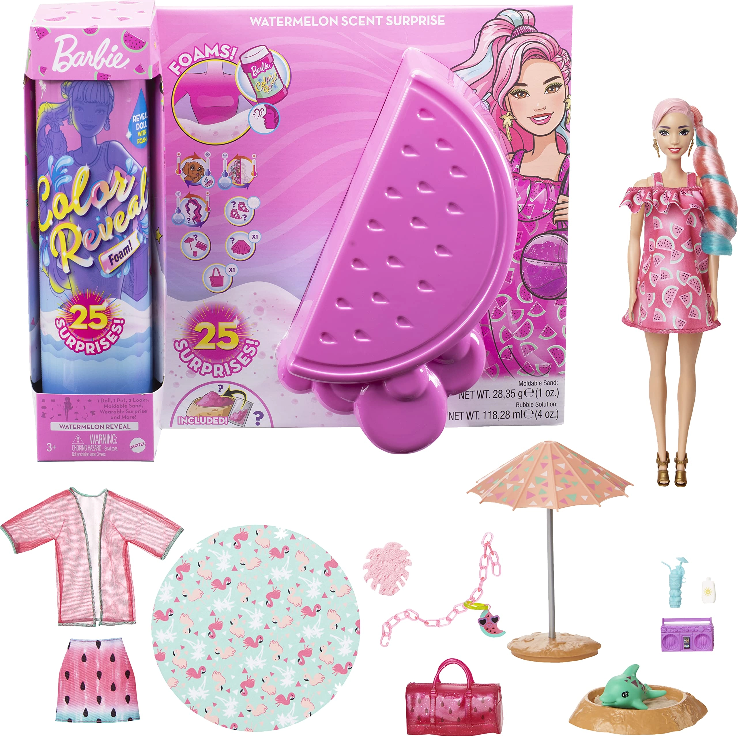Barbie Color Reveal Foam Doll - Watermelon 25 Surprises Ages 3+