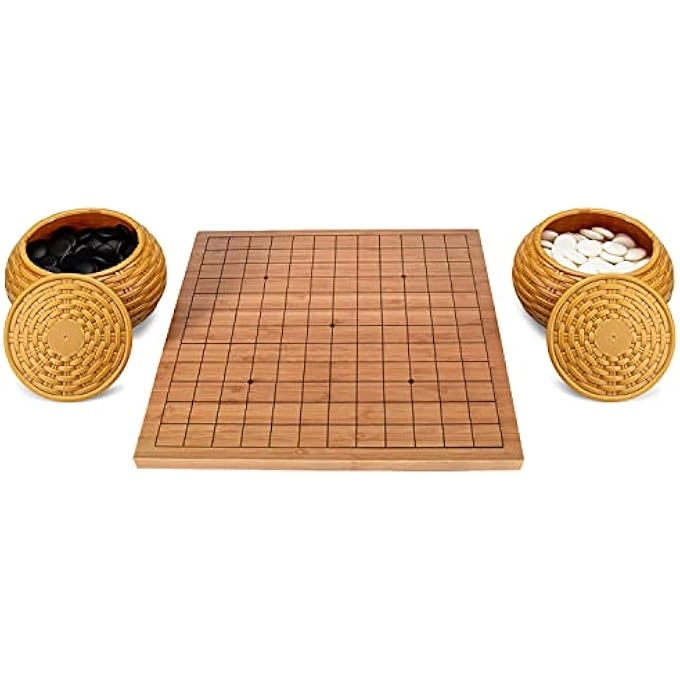 Go Set - Reversible Bamboo 13 x 13 / 9 x 9 Board Melamine Stones