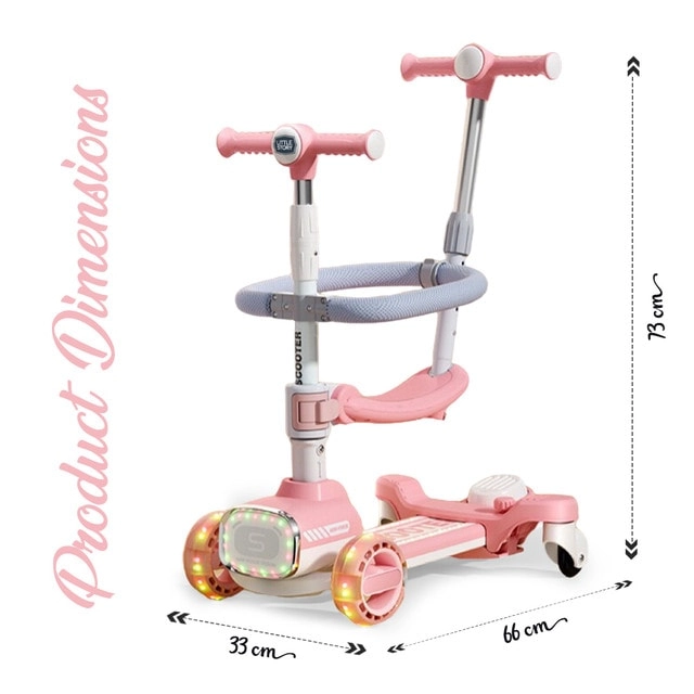 Multifunctional Kids Kick Scooter – 125mm LED Foldable