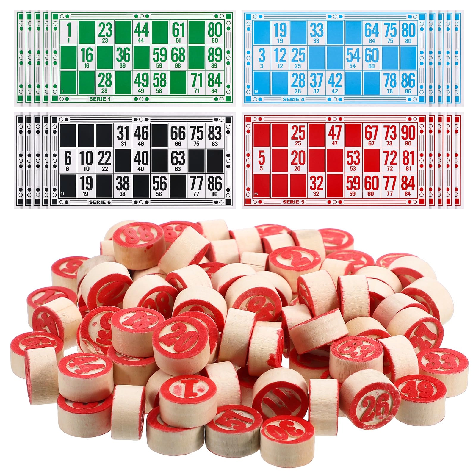 Ipetboom Russian Lotto - Over 3 Years 48 unique bingo cards 90 wooden playing pieces