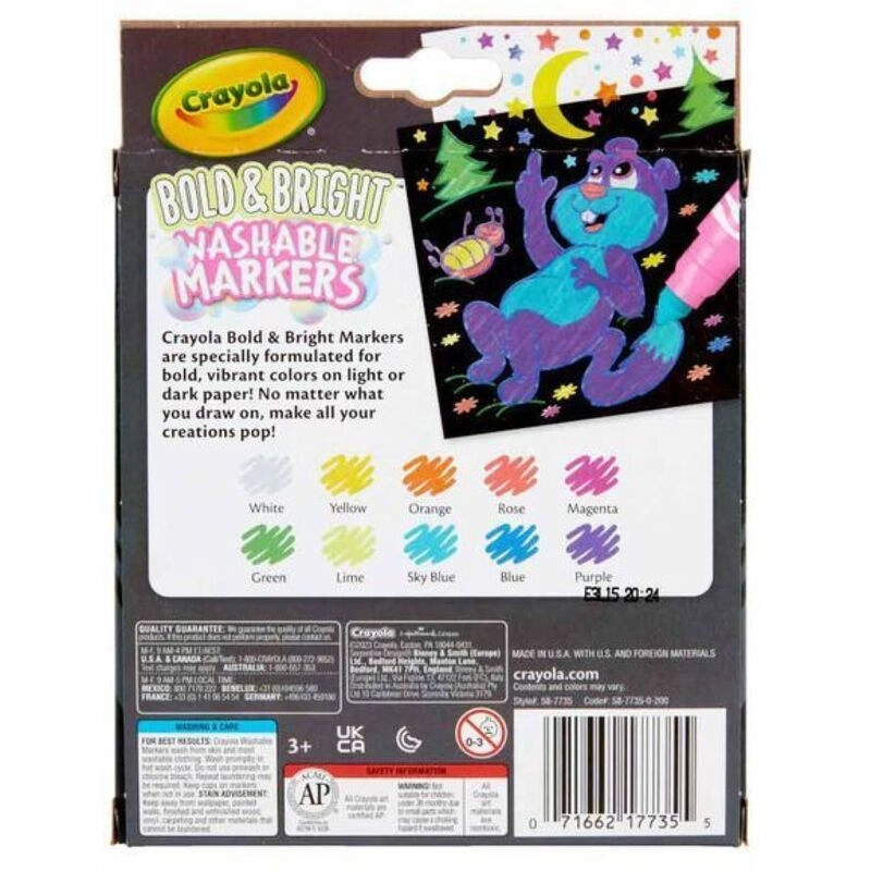 Bold & Bright Broad Line Washable Markers - Pack of 10 Conical tip