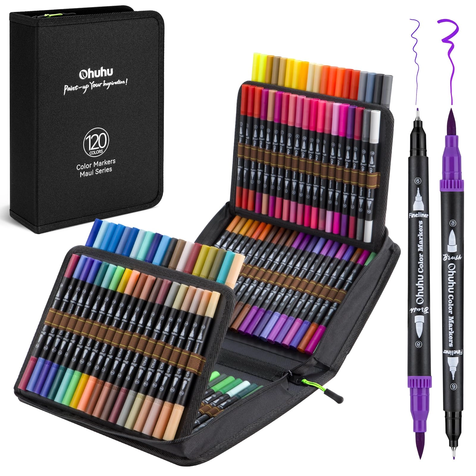 Ohuhu color markers - 120 Colors Dual Brush Fine Tip