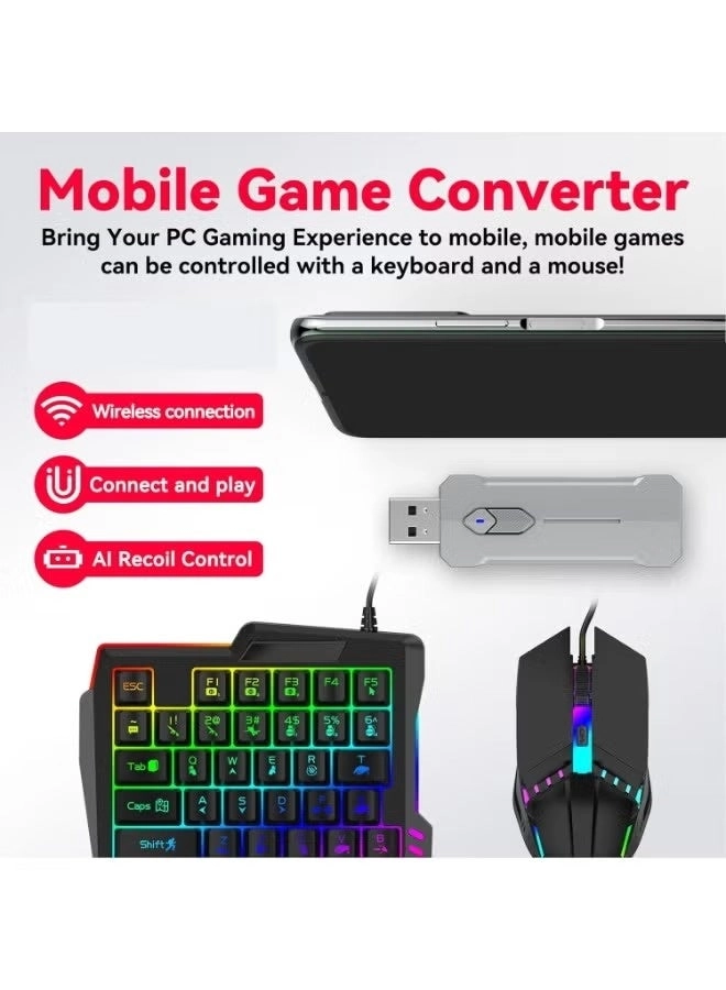 5-in-1 Half-Hand Gaming Keyboard Set - Wireless