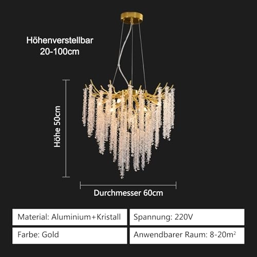 Modern Chandelier Crystal Light - 20 inches (min) to 67 inches (max)