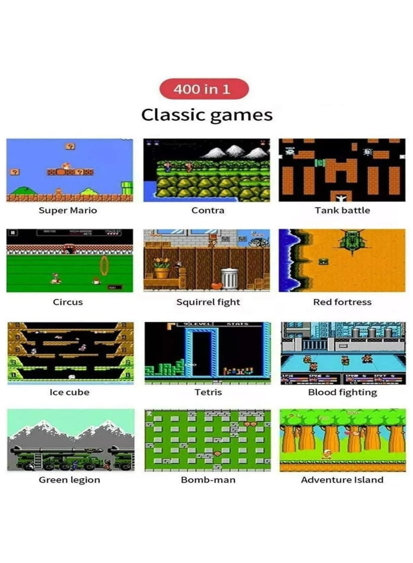 Handheld Game Console - 400 Built-in Games 3-Inch Color Screen Rechargeable Battery