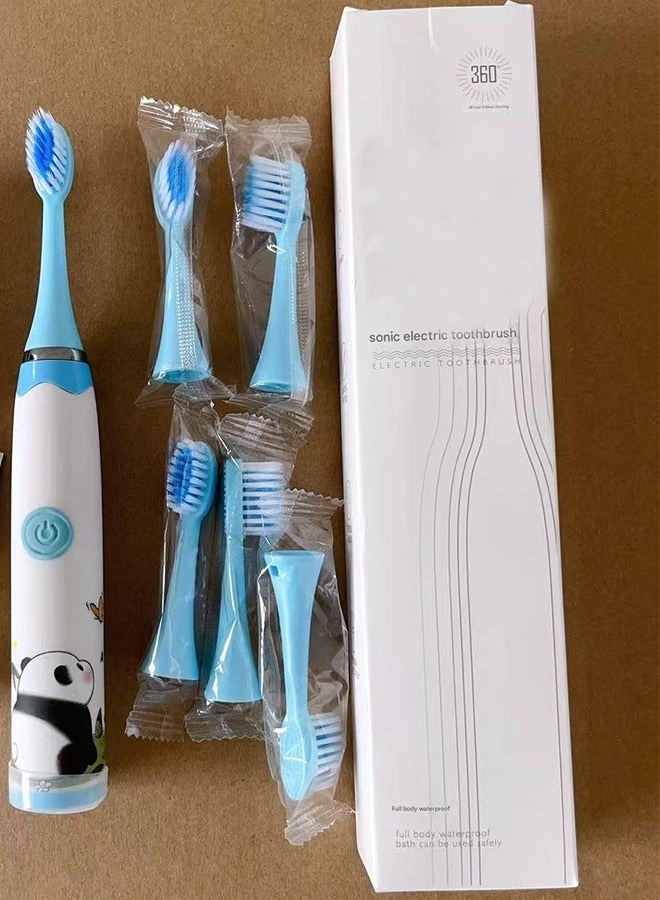 Ultrasonic Electric Children's Toothbrush - Super Soft Waterproof USB Charging 6 Heads