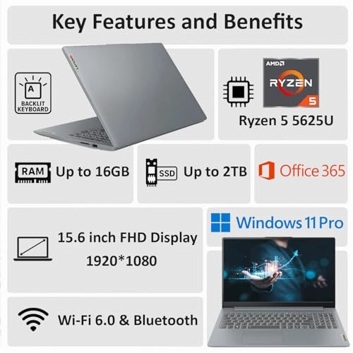 Laptop V15 Ideapad - 15.6'' Ryzen 3 7320U 16GB DDR4 1TB SSD