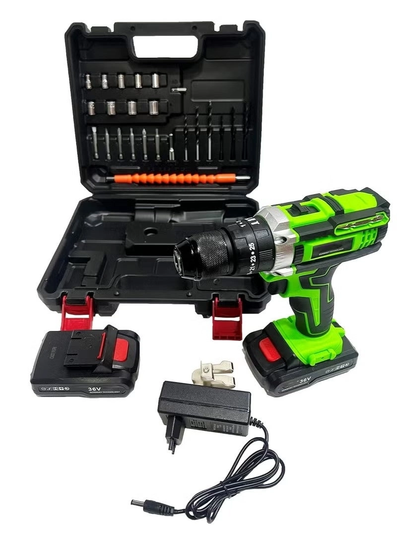 Cordless Impact & Hammer Drill - 36V 2 Lithium-Ion Batteries