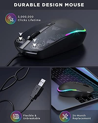 Wired LED RGB Backlit Mouse - USB