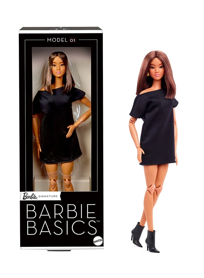 Barbie Basics Model 1 - Brunette Black Mini Dress