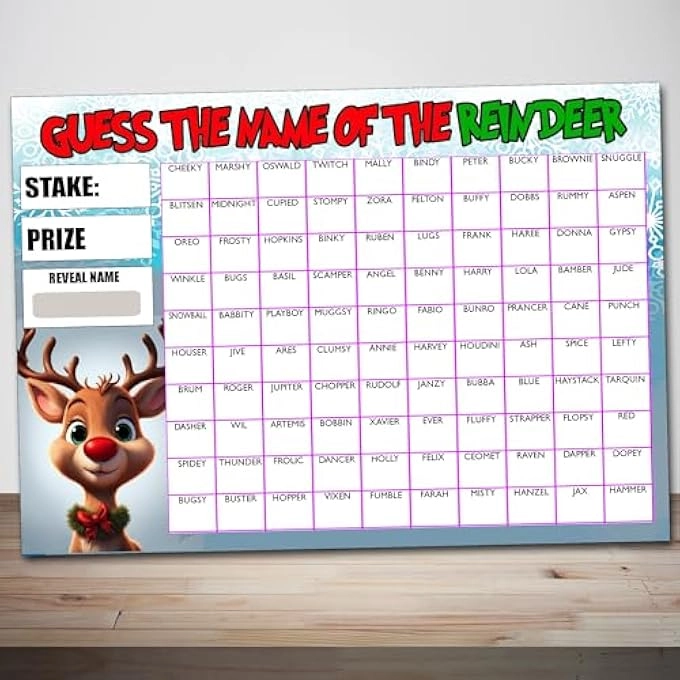 Christmas Reindeer Name Game - English Adult 100