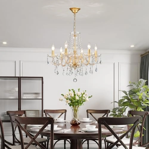 K9 Crystal Chandelier - 6-Lights 27"H 22"W Gold