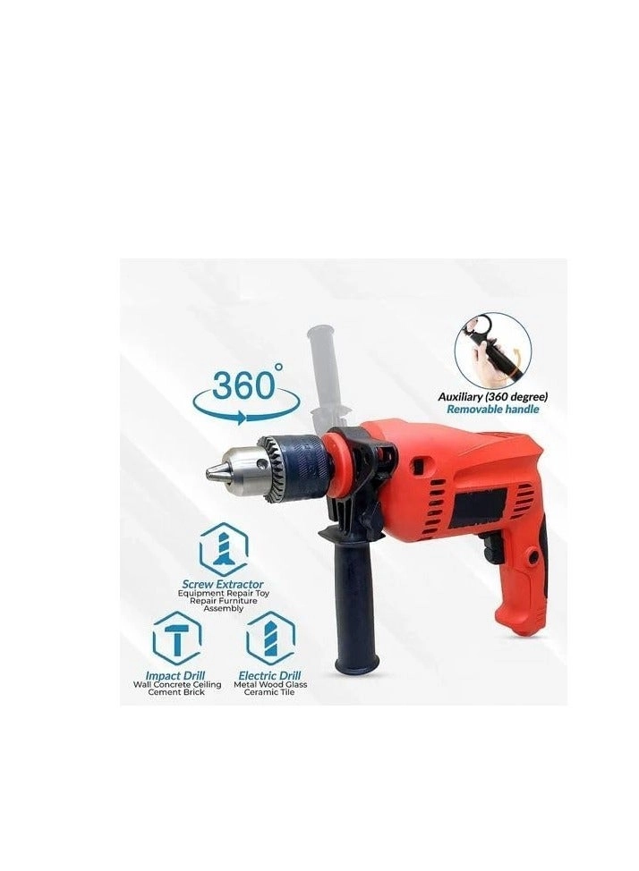 13mm Impact Drill Machine - Reversible Variable Speed Corded Electric