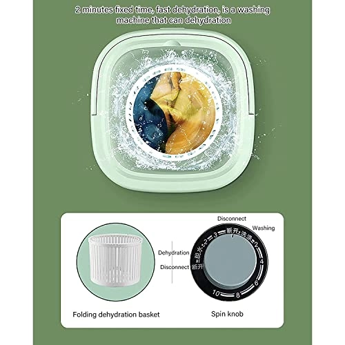 XHTONGSH غسالة قابلة للطي للطي المحمولة, غسالة صفرية اوتوماتيكية, عمل هادئ, الضوء الأزرق, ملابس داخلية غسل الملابس او عنصر صغیر, طاقة ومنطقة (Color : Green)