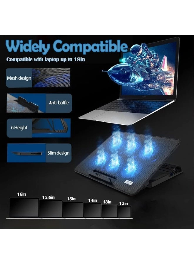 Gaming laptop cooling pad - 6 fans 12-21-inch
