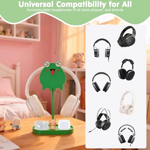 Headphone Stand for Over-Ear Headphones - Storage Tray Cable Holder