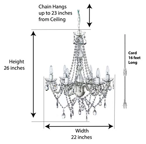 Plug-in 6 Light Hanging Swag Chandelier - H26"xW12" E12