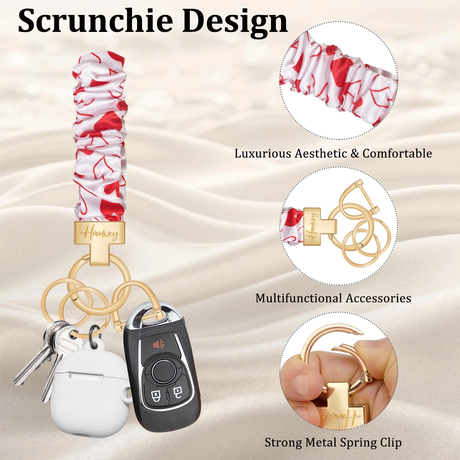 Stretchy Scrunchie Keychain Wristlet - Fun
