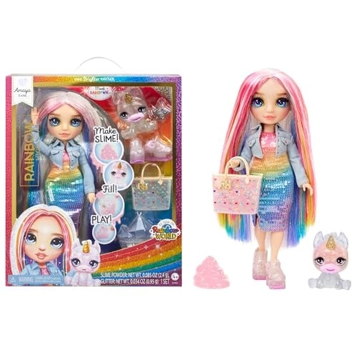 Rainbow High Amaya Fashion Doll - 11" Shimmer Posable Sparkle Slime Kit