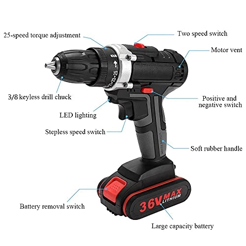 36V Multifunctional Electric Impact Cordless Drill - 1300mAh