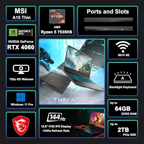 Thin A15 - 15.6'' Ryzen 5 7535HS 32GB DDR5 1TB SSD