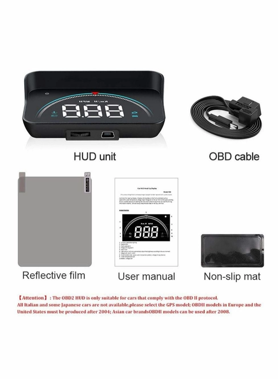 HUD Head-up Display - Multifunctional Overspeed Warning System OBD II