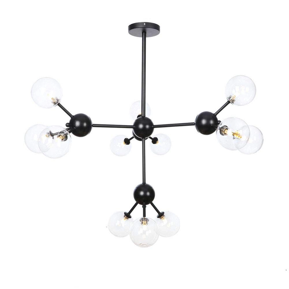 AYMAYA Magic Bean Molecular Chandelier - 12 heads Black transparent lampshade