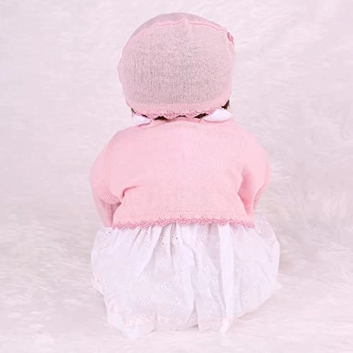 Newborn Doll - Vinyl Cotton Body White Dress Pink Coat