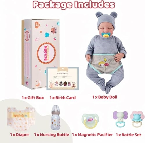 Reborn Baby Doll - 17 Inches Vinyl Boy Closed-Eyes Ages 3+