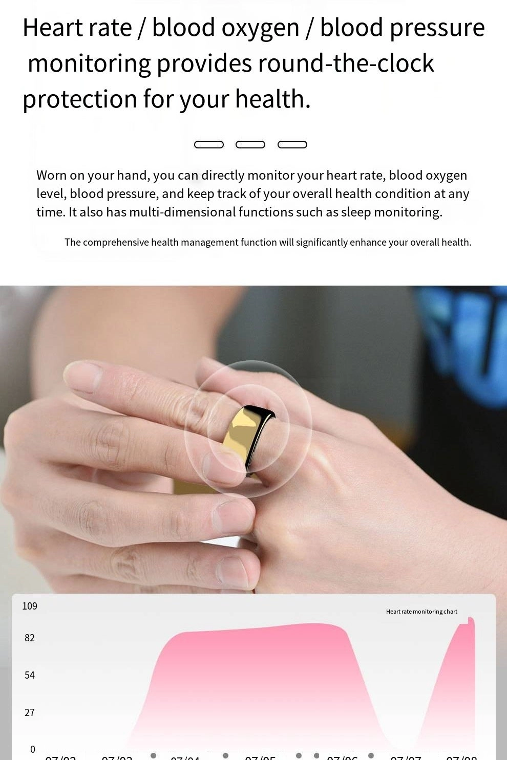 Smart Health Ring - Gold 24-hour Health Monitoring