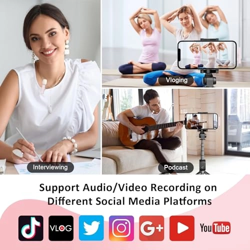 Wireless Microphone - 2 Clip on Microphones(Pink)