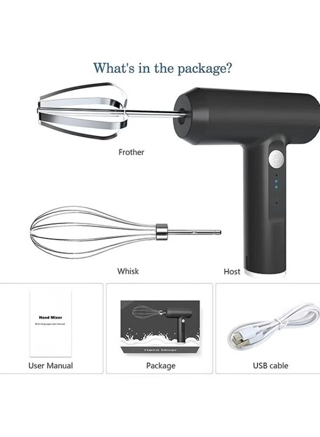 Cordless Hand Mixer - USB Rechargeable 3-speed 304 Stainless Steel