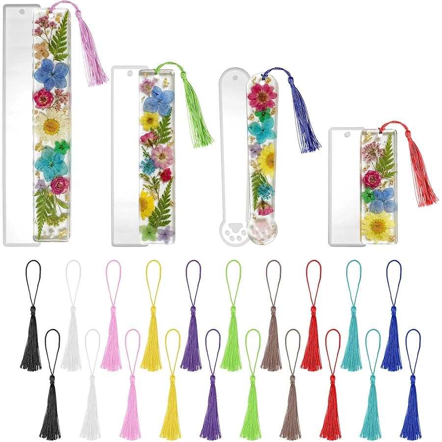 Generic Resin Bookmark Mold - 24-Pack Silicone with Tassels