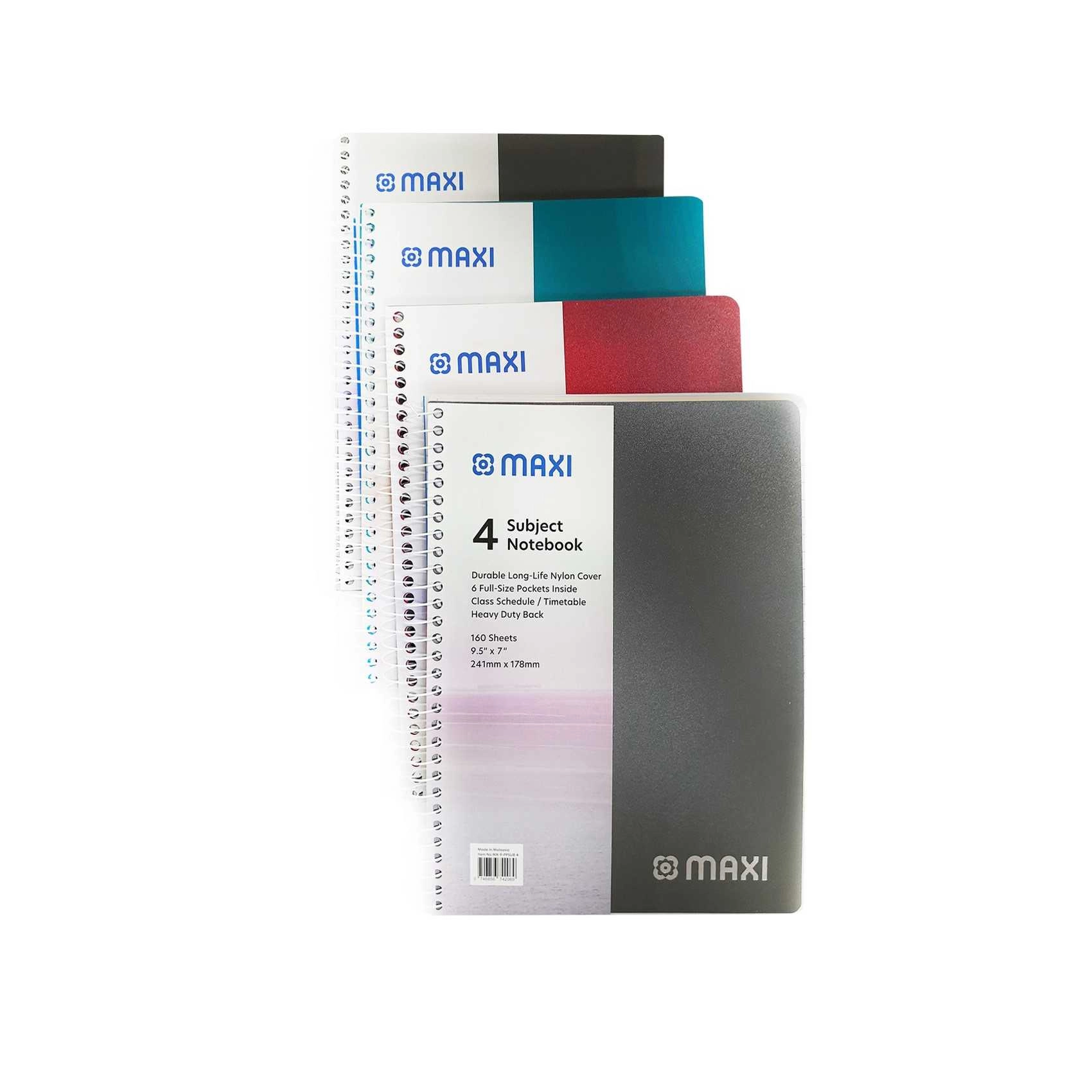 Spiral 4 Subject Notebook 9.5x7inch Hardcover - 160 Sheets